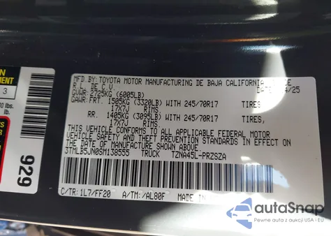 2025 Toyota Tacoma Sr5 from USA, damaged, VIN 3TMLB5JN0SM138555